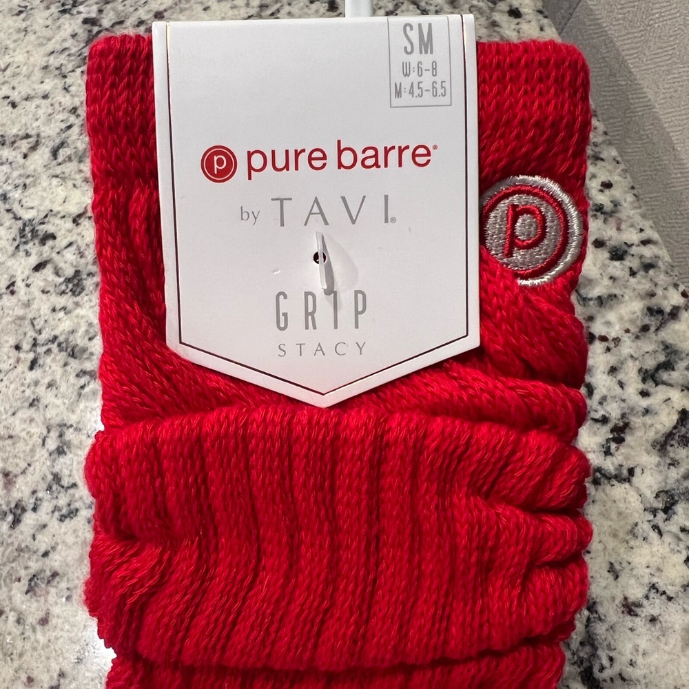 Pure Barre Red Circle P Stacy Crew Sticky Socks - Picture 2 of 5